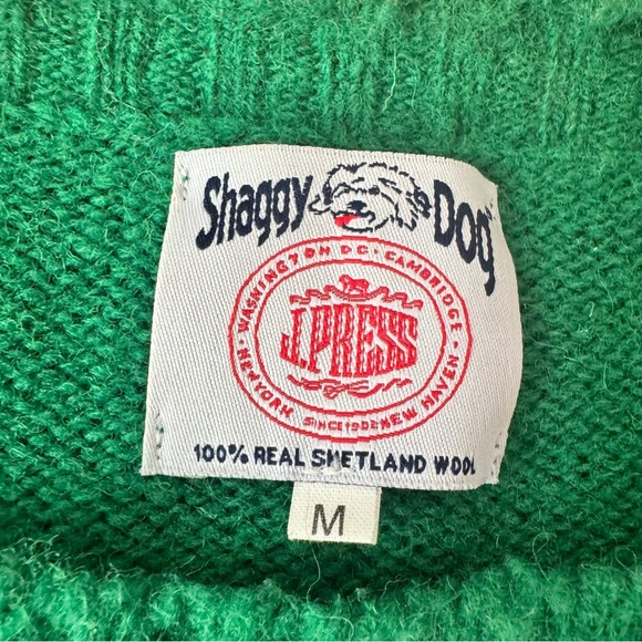 J Press Shaggy Dog Sweater in Kelly Green Size Medium Long Sleeve Crew Neck - Picture 3 of 5